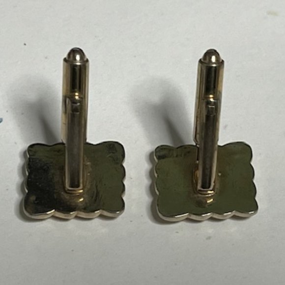 VTG Gold Tone Square Shaped Striped Ribbon Style Cuff Links Retro Gift - Picture 11 of 14